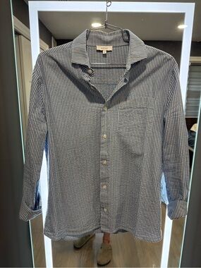 ARNE Navy & Cream Striped Long-Sleeve Shirt